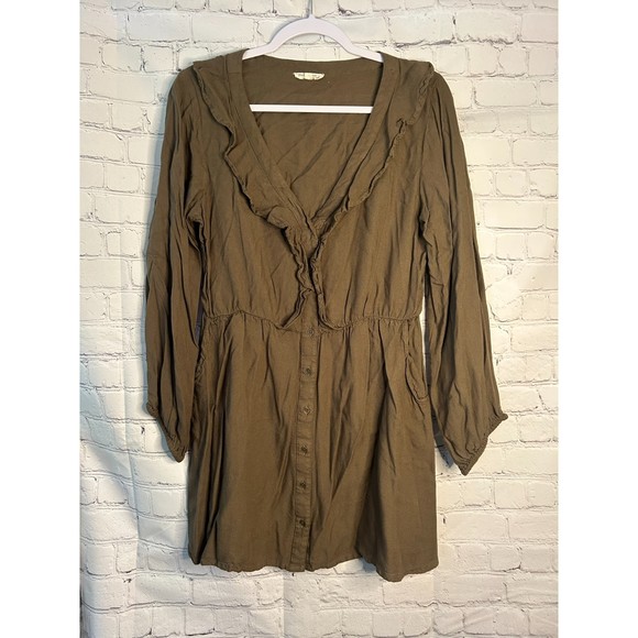 Women's Rebellion Again Button Up Balloon Sleeve Dress. SZ L. - Picture 1 of 4